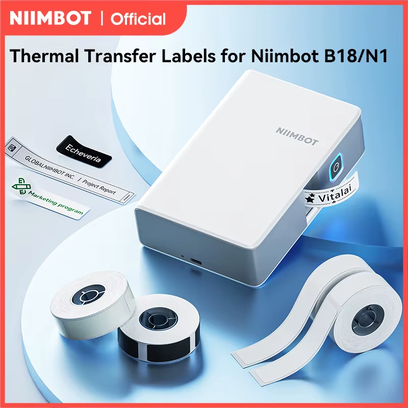 N1/B18 PET Label Paper 2 Rolls Scratch-Resistant Tapes Carbon Ribbon Sticker Kee