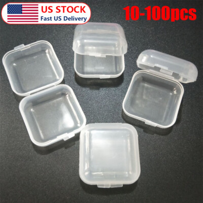 10-100x Mini Clear Plastic Small Box Jewelry Earplugs Storage Box Case Container