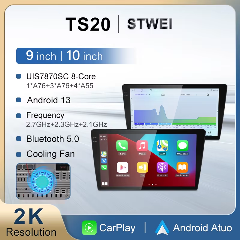 1DIN android13 2K 360 Panorama Car Radio 7/9/10inch Universal Host Players Topwa
