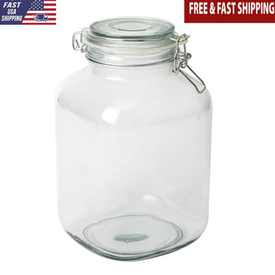 Airtight Glass Kitchen Storage Jar Lock Lid 106OZ Food Preserver Container New
