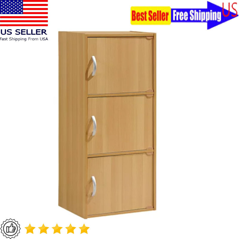 3 Doors Storage Cabinet Corner Shelf Bedroom Cubby Closet Or