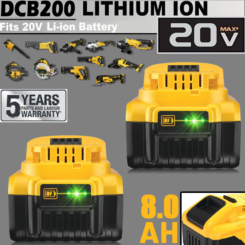 2 Pack 8.0AH For DeWalt 20V 20 Volt Max XR Lithium Ion Batte