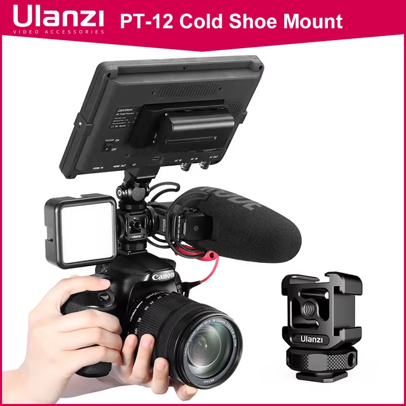 DSLR Cold Shoe Mount Adapter DSLR Monitor Mount Three Cold Shoe for LED Light Mi