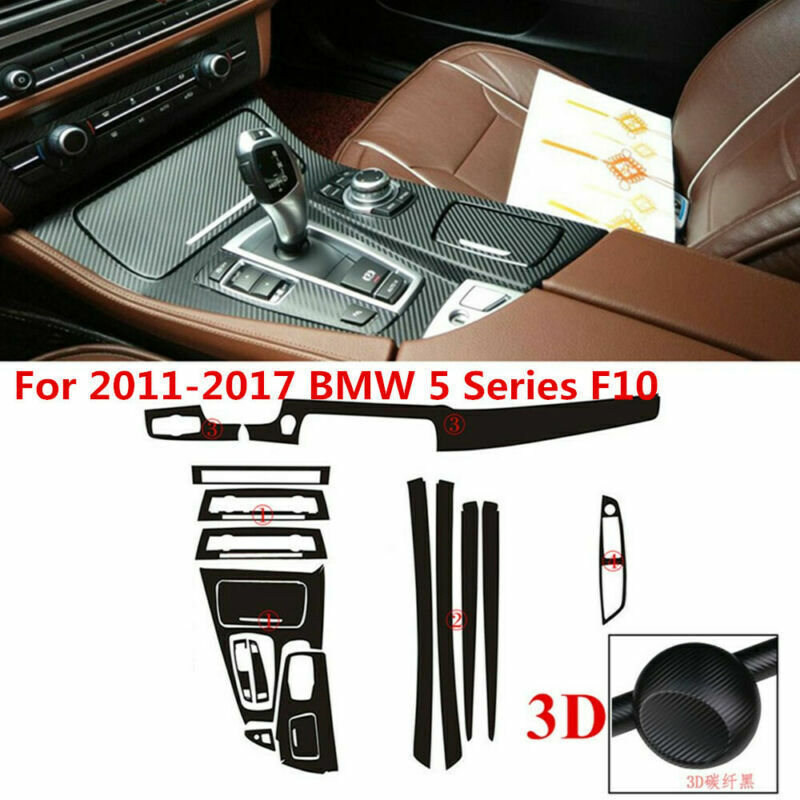 BMW 5シリーズ F10/F11 シルバーカーボン内装パネル 18Pcs Carbon Fiber Interior Full Set Cover Trim For 2011
