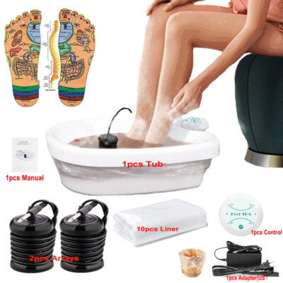 Ionic Detox Foot Bath Cleanse Spa Ion Kit Machine W/Tub Basin Array For Home 
