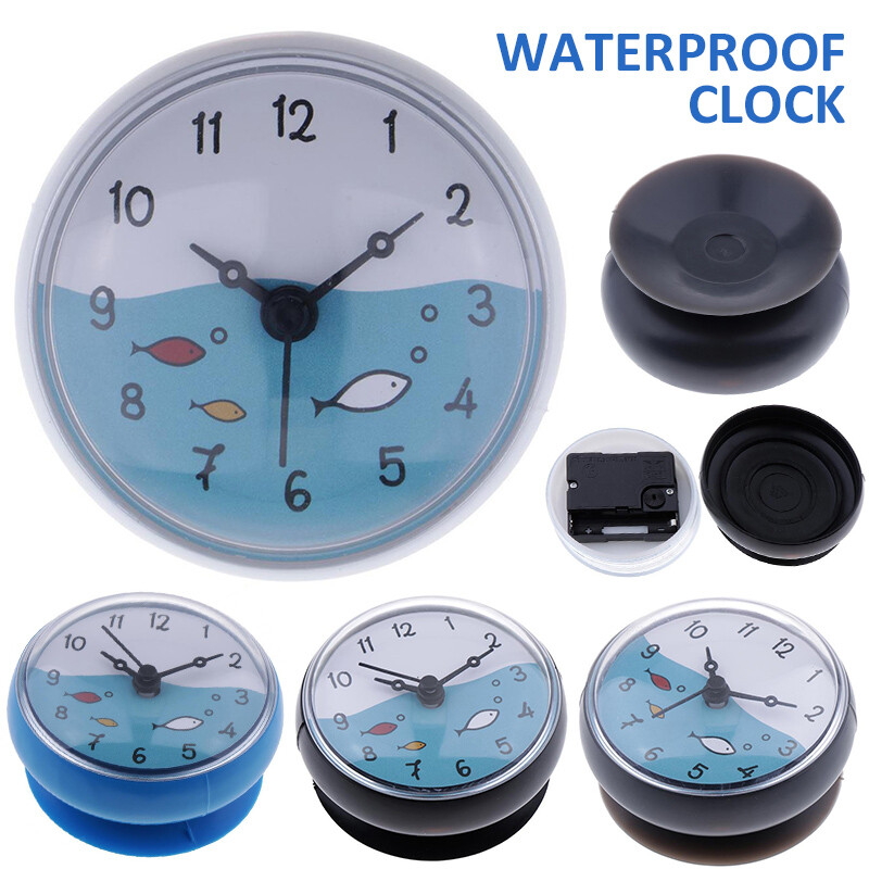 New Shower Bathroom Bath Kitchen Silicone Wall Clock w/ Suction Cup C