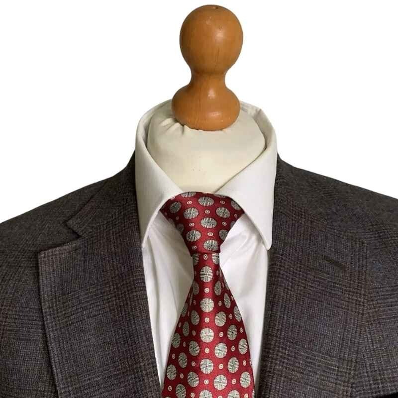 Pre-owned Handmade Mens Gieves & Hawkes (saville Row) Wool Suit In Grey/brown Check 44r Ex-con In Gray