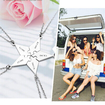 Personalized 5in1 Women Necklace Friendship Puzzle Jigsaw Star Pendants BFF Gift