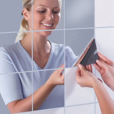 Square Spliced Stickers Self Adhesive Acrylic Mirror Sheets Wall Decals NewS,ou