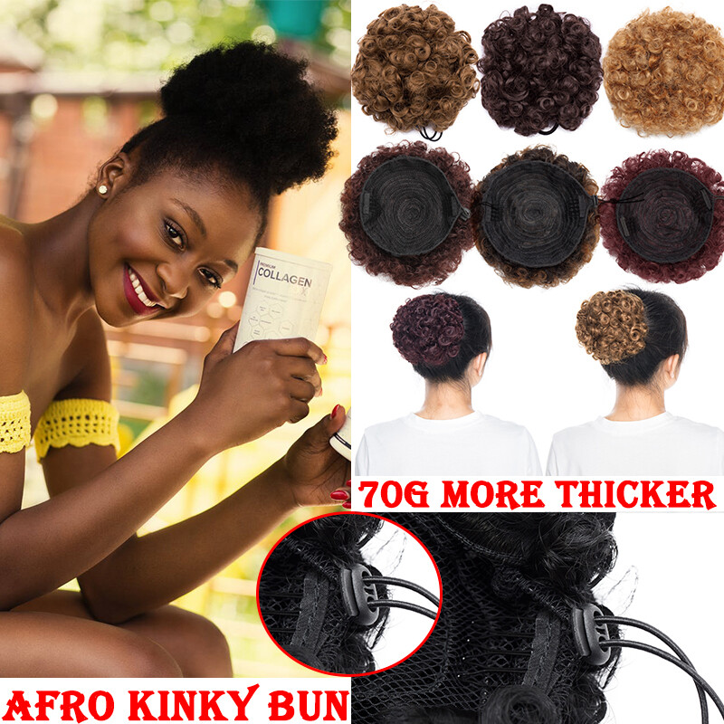 100 Natural Premium Afro Kinky Puffy Bun Large Curly Drawstring