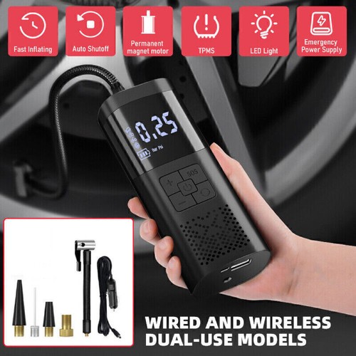 Car Bike Tire Inflator Pump Portable Battery Rechargeable Air Compressor Digital