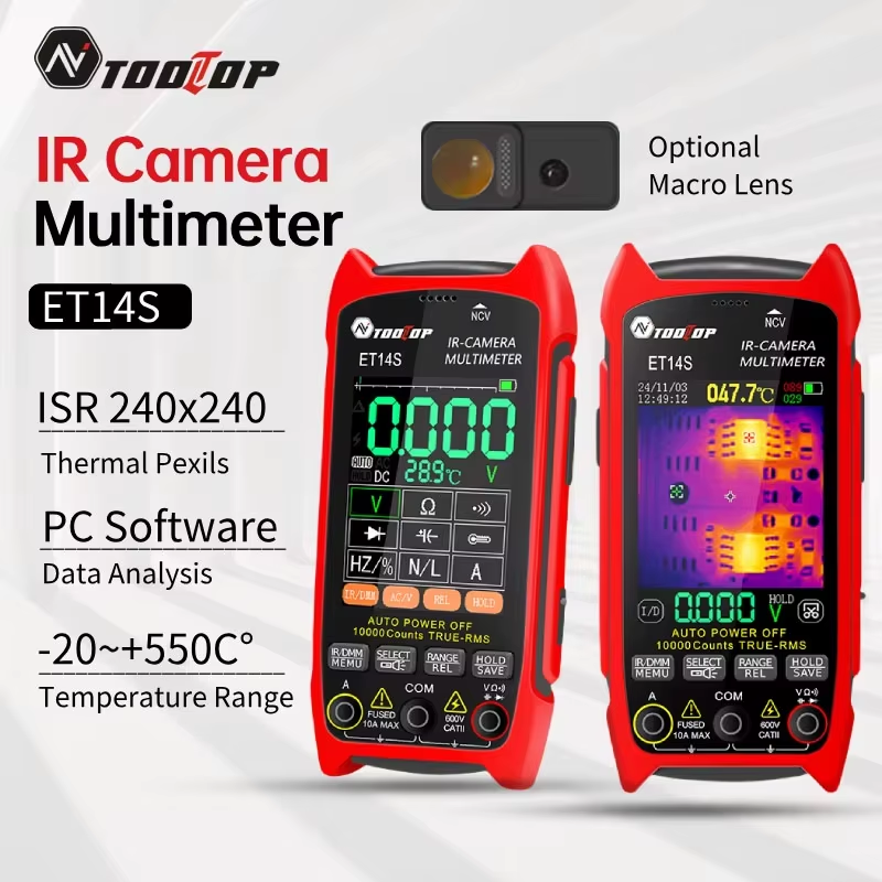 ET14S 2.8inch Thermal Imager AC/DC Current Voltage Multimeter ISR 240x240 IR Cam