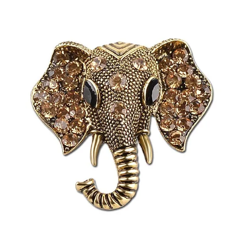 Retro Bronze Vintage Big Elephant Wedding Collar Brooches Pins