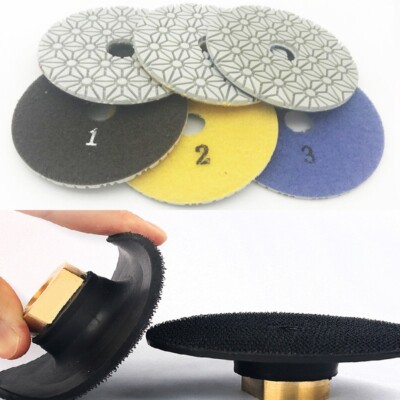 4'' Diamond Polishing Pad Dry Wet 3 Step granite marble Extra Flexible Backer