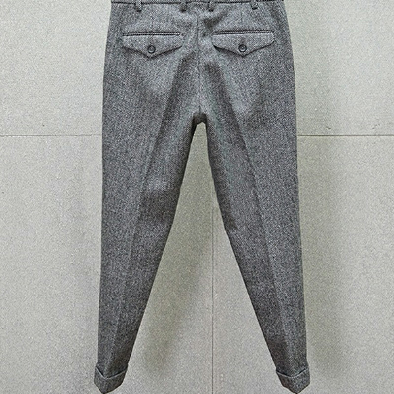 Men Baggy Tweed Pants Thick Wool Blend Formal Suit Straight Men Baggy Tweed Pants Thick Wool Blend Formal Suit Straight