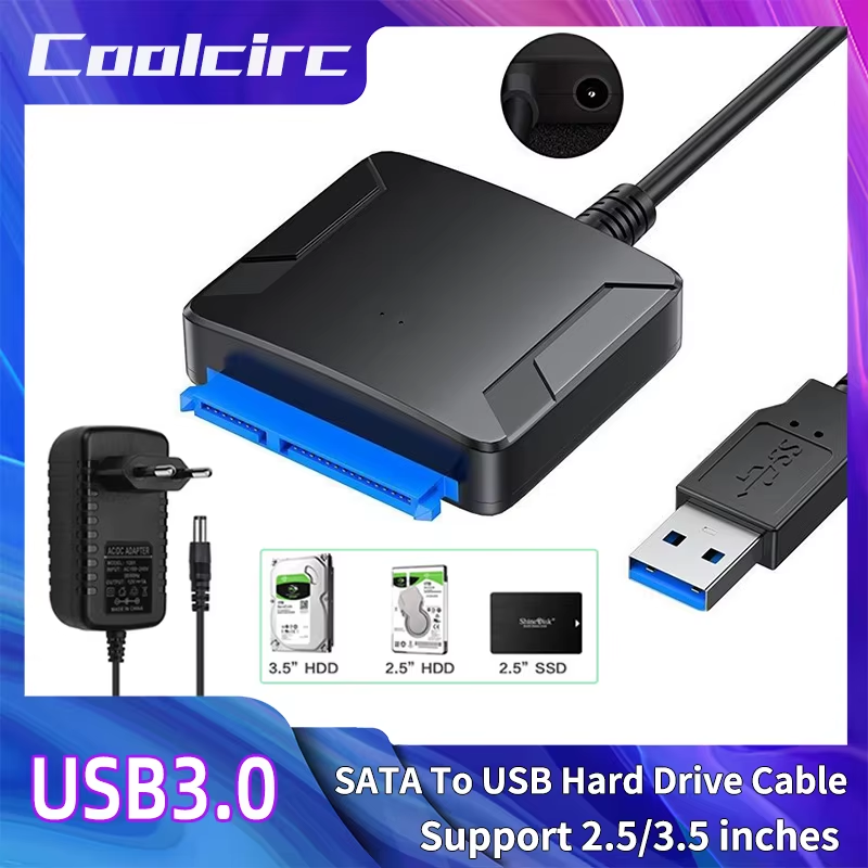 USB 3.0 to SATA III Converter Adapter 2.5/3.5" SSD/HDD Hard Drive Support Power