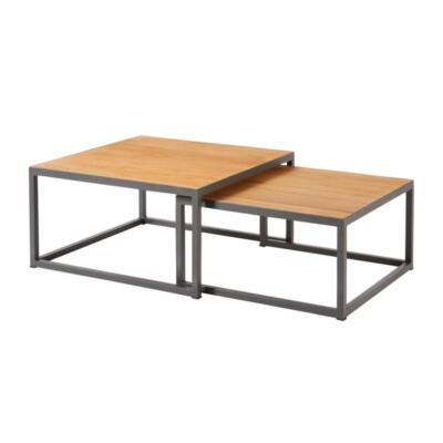 Diamond Garden Nested Lounge Tisch-Set Eckig Dunkelgrau Premium Teak
