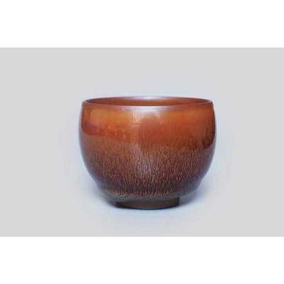 Ken-San Yohen Tenmoku Tea Bowl Kenyo Handmade Wood Series Product Persimmon Red