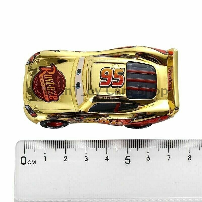 Disney Pixar Cars No.95 Golden Lightning McQueen 1:55 Diecast Model Toy Car Gift