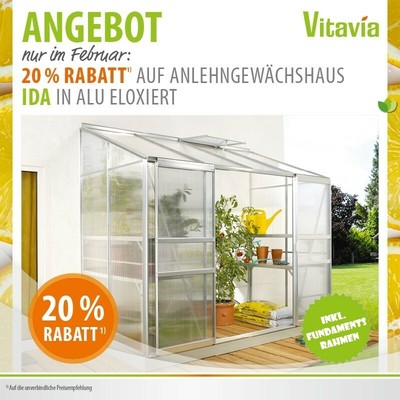 SPARSET Vitavia Anlehngewächshaus Ida 3300 255x132 4mm HKP eloxiert + Fundament