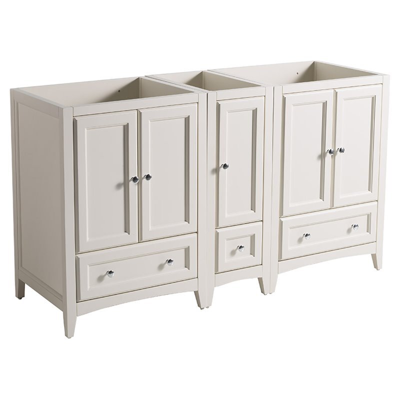 Fresca Oxford 60" Antique White Traditional Double Sink Bathroom Cabinets