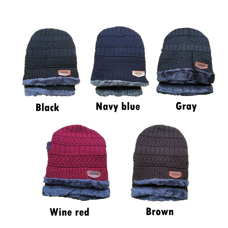 Men's Women's Winter Beanie Hat Scarf Set Fleece Warm Baggy Slouchy Snow Ski Cap