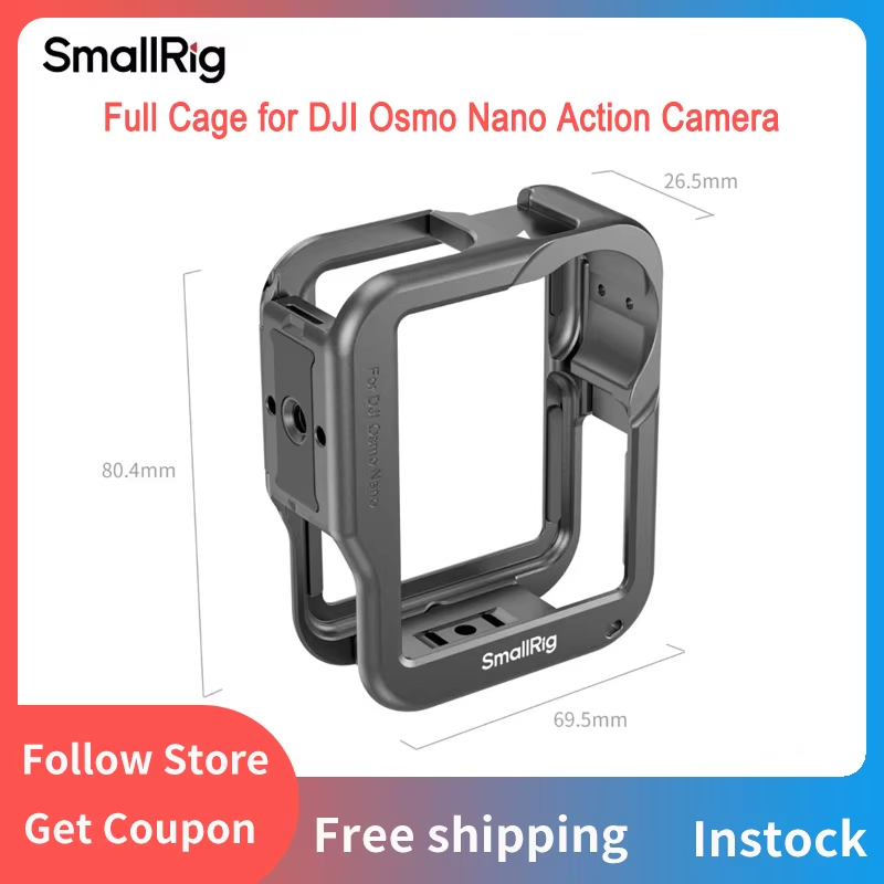 SmallRig 5759 Full-Cover Cage for DJI Osmo Nano Action Camera with 1/4" Thread,A