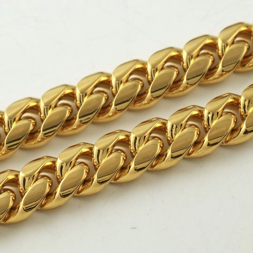 8mm 14K Gold IP PVD Realistic Mens Miami Cuban Chain