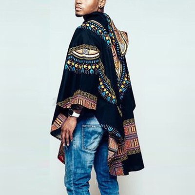 Herren Dashiki Hoodie TShirt Afrikanisches Festival Poncho Mexikanischer Kaftan
