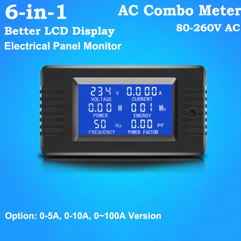 LCD AC Combo Meter Voltage Current Volt Amp kWh Watt Power Monitor