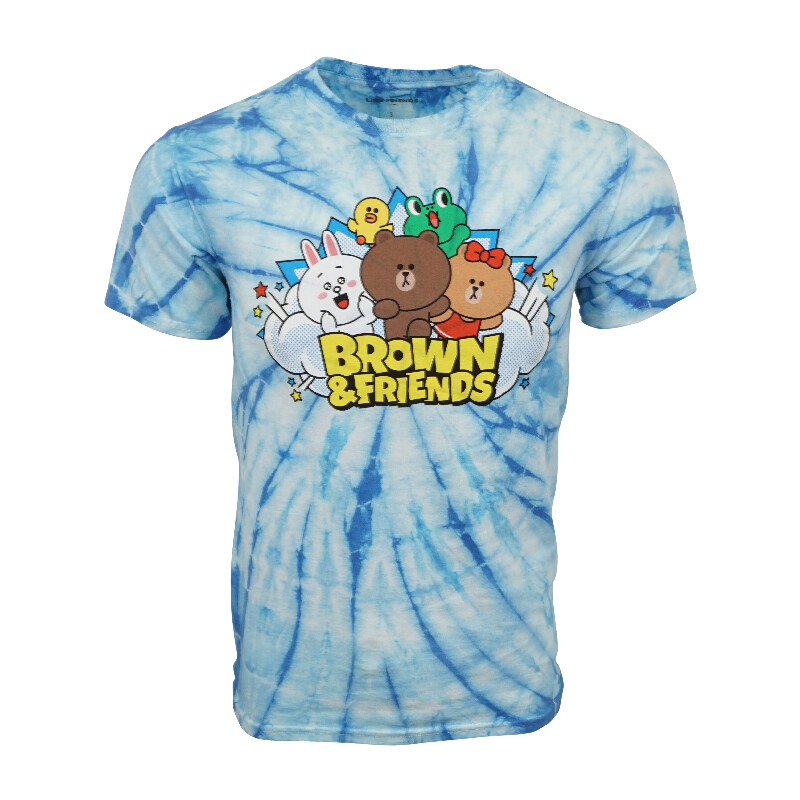 МУЖСКАЯ ФУТБОЛКА LINE FRIENDS КОРИЧНЕВАЯ И BLUE TIE DYE