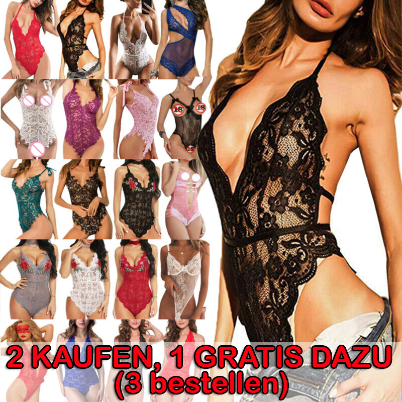 Sexy Damen Spitze Einteiler Bodysuit Dessous Nachtwäsche Reizwäsche Unterwäsche