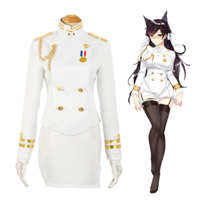 Azur Lane Takao Atago Uniform Womens Skirt Lady White Uniform Costume Dress Set