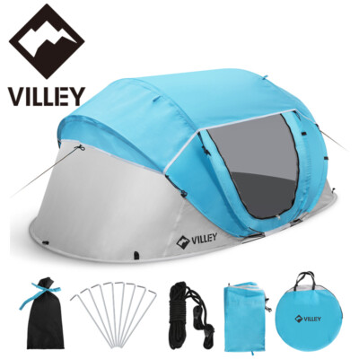 VILLEY Pop Up Tent for 2Person Camping Beach Tent Waterproof Automatic Setup NEW