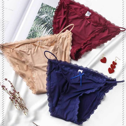 Women's Sexy Satin Lace Tanga Bikini Knickers Briefs Panties Lingerie Full Back