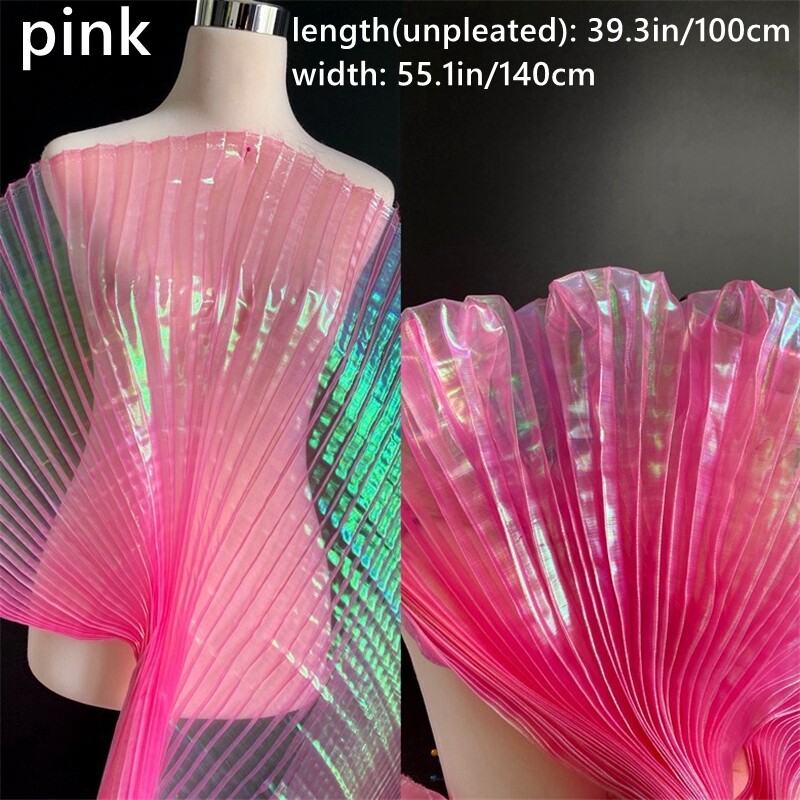 1M Mesh Organza Wrinkle Pleated Fabric Glossy Photograph Background Sewings