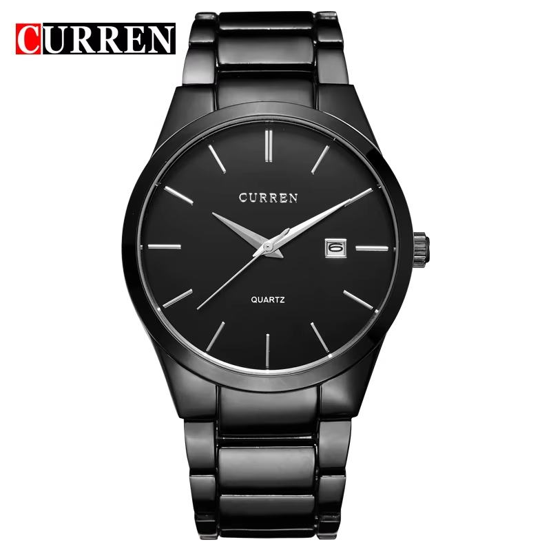 Men Watches Top Brand Luxury Male Watch Full Steel Display Date Fashion Quartz-W