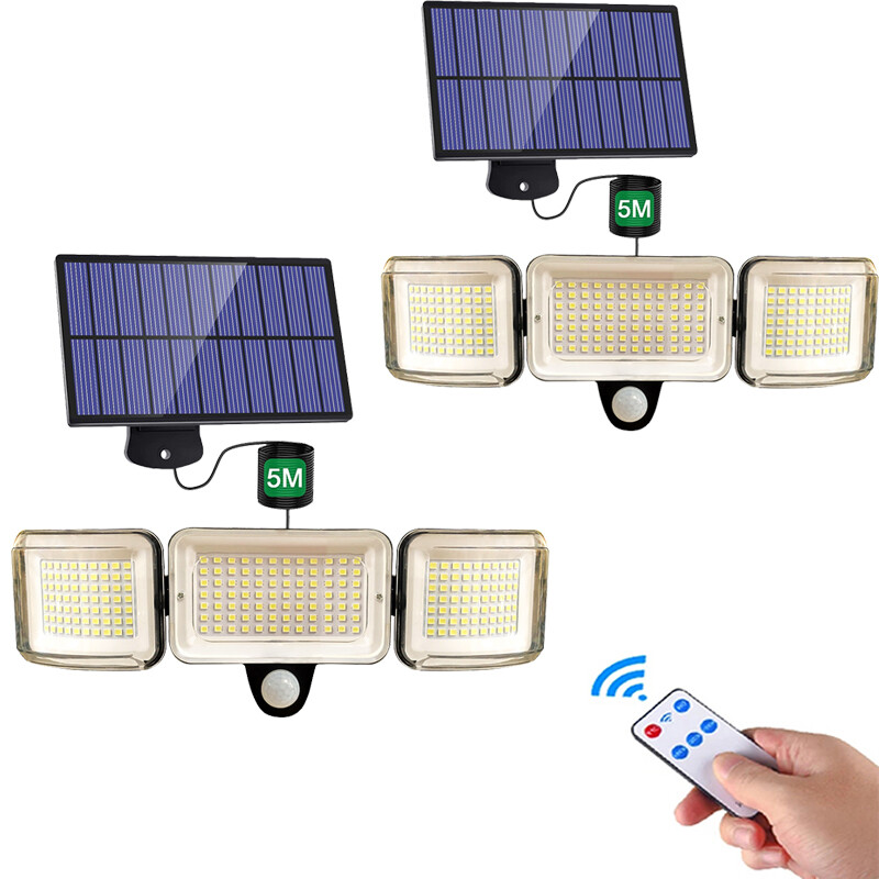 1200W LED Solar 5M Split Panel Light Motion Sensor Wall Street Yard Outdoor Lamp