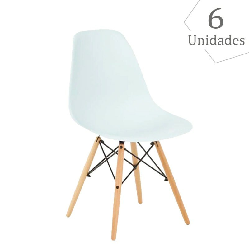 Pack 6 sillas nórdicas blancas comedor/oficina  patas de madera diseño moderno