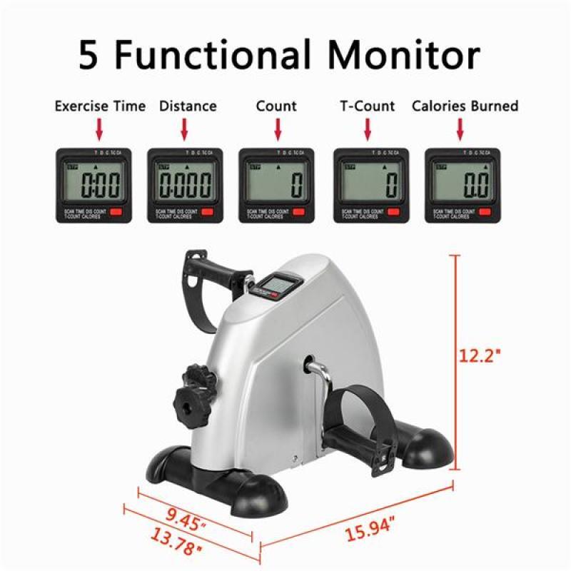 Mini Exercise Bike for Home Use Hands and Feet Trainer Workout Fitness Silver
