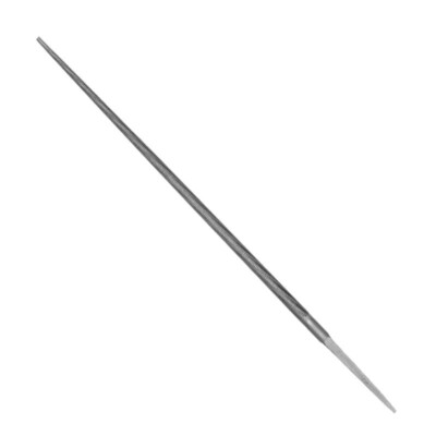 Grobet 6-1/4'' - 0 Cut Knurled Handle Round Swiss Pattern Needle File, USA