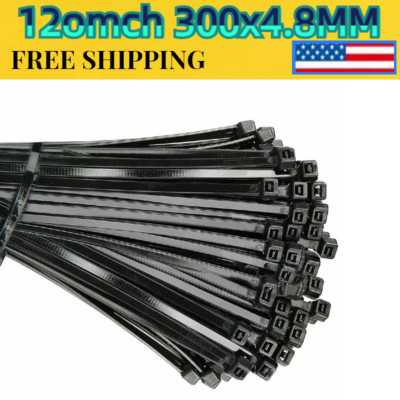 100 Cable Zip Ties 12 Inch Long Cable Ties Heavy Duty Nylon Cord Black 50lb test