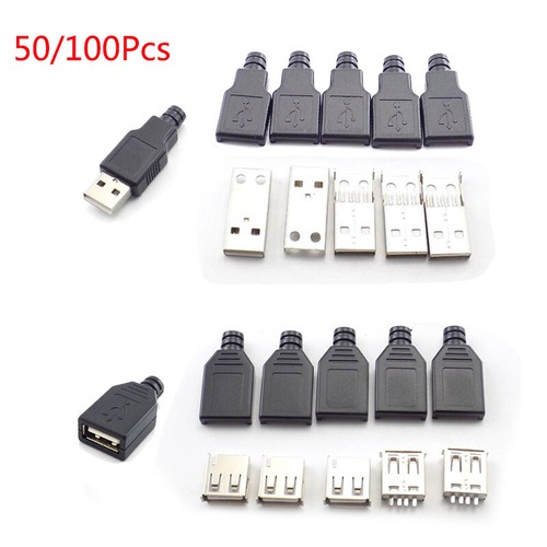 50/100 Connettori USB Tipo A Maschio-Femmina 4Pin 5V Per Fai Da Te - Adattatore Prolunga