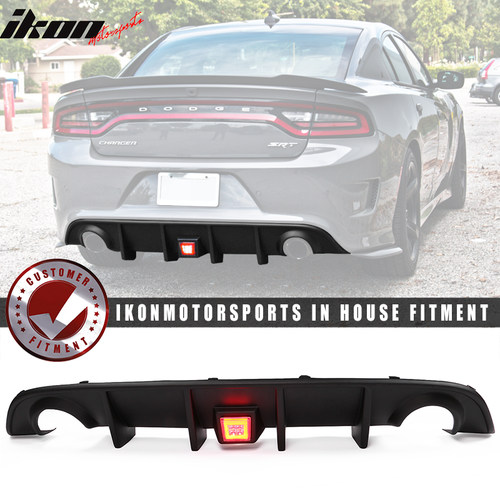 Fits 15-23 Charger SRT Rear Bumper Diffuser Valance W/ LED Brake Light Lamp