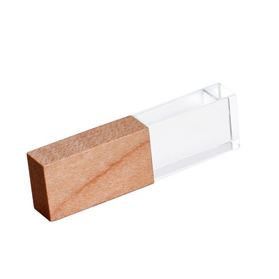 Real Capacity Crystal USB 2.0 Flash Drive Free Logo Pen Drive Wooden Gift Box 8G