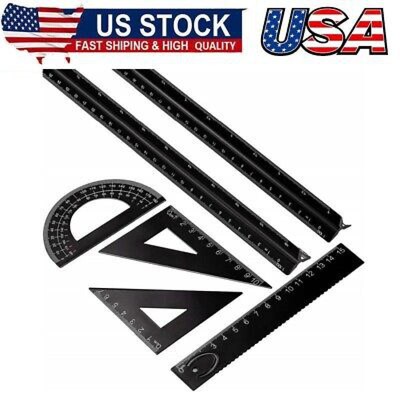 6 Pcs Triangular Ruler Set Aluminum Architect Ruler Engineering Scale 12 Inch