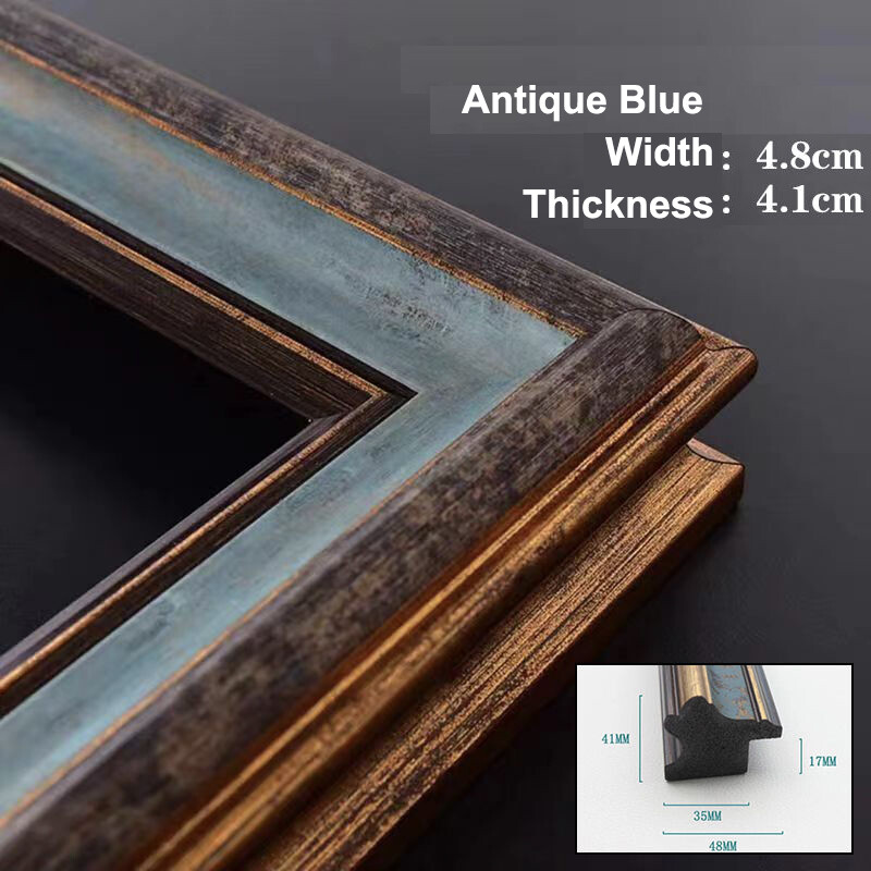 Antique Blue PU Frame DIY Kit For Oil Painting &