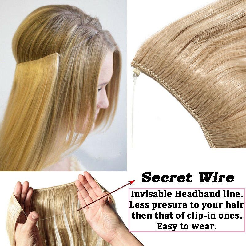 US Wire In Hair Extensions Elastic Band Secret Miracle Ring Real as Human Thick