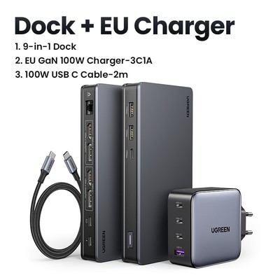 UGREEN Docking Station 9-IN-1 HUB USB C 4K60Hz RJ45 PD100W 4K60Hz HDMI 10Gbps