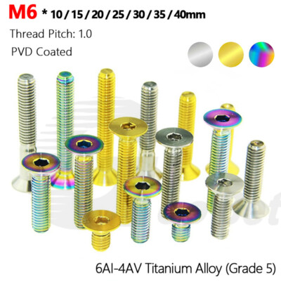 M6 Titanium Flat Countersunk Csk Allen Socket Screw Bolts 10 15 20 25 30 35 40mm